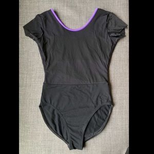 1737 Black w Purple Leotard/ Bodysuit